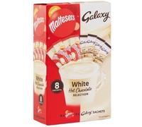 Malteser & Galaxy White Hot Chocolate Selection Pack, 8 Sachets, 200g - Christmas, Treat, Gift, Mothersday, Valentines, Easter