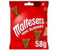 Maltesers Chocolate Mini Bunnies Bag, Milk Chocolate, Honeycomb & Malt filling, 58g, Ideal for Easter egg hunt, Gift, or Snacks