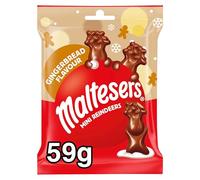 Maltesers Gingerbread Flavour Mini Reindeers, Milk Chocolate, Malt & Honeycomb, Christmas Chocolate Treats, 59g Bag