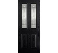 Malton GRP External Door - Leaded DG 1981 x 838mm Black out-White in
