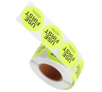 MALUGOGO 1 Roll Inventory Control Labels Round Yellow Copper Plate Adhesive Food Rotation Stickers Easy to Use Enhance Restaurant Food Service Management