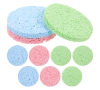 MALUGOGO 10pcs Beige Facial Cleansing Pads Made of Polyurethane for Deeply Cleansing Pores and Safe Use on Facial Skin, Makeup Remover Sponges for Makeup Removal and Christmas Random Color