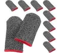 MALUGOGO 10pcs Black Gaming Finger Sleeves Made of Silver Fiber, Breathable and Ultra-thin Protective Covers That Game Skills and Protect Fingers from Friction for Mobile Gaming