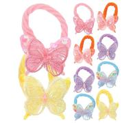 MALUGOGO 10pcs Butterfly Hair Ties with Glittery Sequins, Cotton Rope Material, Easy to Match, Shiny Design Hair Bands for Everyday Wear and Parties