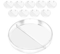 MALUGOGO 10pcs Laboratory Petri Dishes with Lid, 90mm Ps Material, 2 Compartments for Plants and Cell Tissue, for School Science and Research Projects