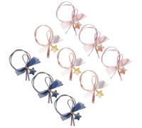 MALUGOGO 10Pcs Star Pattern Elastic Hair Ties Ponytail Holder Set High Stretchy Hair Bands for Women Fashion Random Color