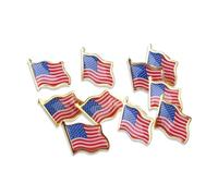 MALUGOGO 12pcs American Flag Lapel Pin Badge Set, Iron Material with Wear Resistant Feature, Stripe Shape for Daily Decoration and Patriotic Events, for Badge Collectors and Costume