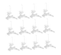 MALUGOGO 12pcs Creative Hollow Reindeer Ornament Christmas Tree Topper Transparent Glitter Treetop Adornments for Home Office Hotel Decorations