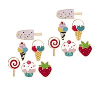 MALUGOGO 12pcs Cute Strawberry Lapel Pins with Ice Cream and Lollipop Designs, Lightweight Alloy Brooches for Clothes and Candy Party Accessories, Charming Summer Style