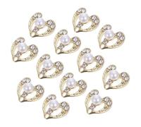 MALUGOGO 12pcs Heart-shaped Metal Nail Studs for Manicures Ornament, DIY Nail Jewels Decoration with Golden Alloy Material, for New Year Party Or Birthday Party