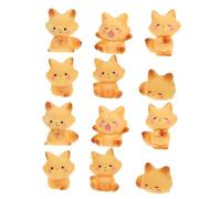 MALUGOGO 12pcs Miniature Fox Ornaments Resin Collectibles for Fairy Gardens Terrariums Diy Moss Landscapes Zoo Animals Statue Christmas Birthday Gifts