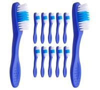 MALUGOGO 12pcs Soft Bristle Toothbrushes with Comfortable Grip and Short Handle for Prisoners, Institutional Use, Featuring Soft Finger Sleeves and Effective Cleaning in Blue Plastic
