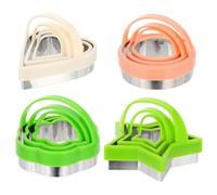 MALUGOGO 12pcs Stainless Steel Biscuit Cutters with Handle Cookie Molds for Baking DIY Muffins Bread Sandwiches Non-Stick Easy Release Shape Flower Star Heart Color Random Random Color