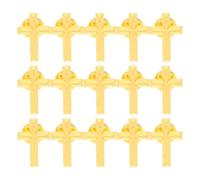 MALUGOGO 15pcs Vintage Zinc Alloy Cross Brooch Pin for Coat and Canvas Bag, Golden Colour Smooth Needle Tips, Reusable and Fabric Protecting Accessory Suitable for Prayer and Church Use