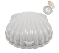 MALUGOGO 2 Pcs Sea Shell Shape Bar Soap Dish Lightweight Grey Plastic Soap Storage Trays with Drainage for Bathroom Kitchen Shower Compact Small Items
