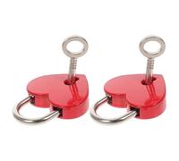 MALUGOGO 2 Sets Heart-Shaped Love Padlocks with Keys, Zinc Alloy Strong Body, Multipurpose Small Locks for Jewelry Box, Backpack, School, Creative and Beautiful Red Locks
