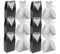 MALUGOGO 200pcs Wedding Treat Boxes Bride and Groom Candy Holder Elegant Decorative Favor Boxes Foldable Hardwearing Paper Dessert Bags for Wedding Party Bridal Shower Engagement