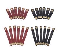 MALUGOGO 24Pcs Cow Leather Cord Organizers Cable Straps Clips Set with Short and Long Black Brown Ties for Headphone Wire Management USB Cable Keepers Portable Cord Holders for Home Office