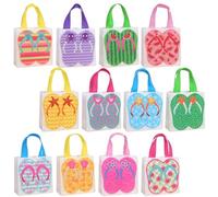 MALUGOGO 24pcs Foldable Non-woven Tote Bag with Vibrant Flamingo and Watermelon Patterns, Spacious Capacity for Summer Gathering and Rainy Day Outings, Beach Theme Party Supplies and Luau