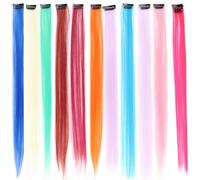 MALUGOGO 24pcs Seamless Colorful Hair Extension Pieces Made of Matte High Temperature Silk, Long Straight Hair Clip-on for Daily Wear and Special Occasions Random Color