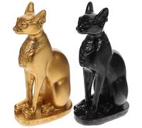 MALUGOGO 2pcs Antique Egyptian Cat Figurine Resin Miniature Statue Home Decor for Desk Table Shelf Realistic Vivid Design Stable and Ornament Gift for Living