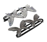 MALUGOGO 2pcs Bun Hair Piece Hair Bun Holder Lightweight Elastic Material Rhinestone Butterfly Shape Sparkling Design Elegant Style for Daily Wear Travel