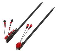 MALUGOGO 2pcs Coffee Synthetic Hair Pins for Hairstyles Suitable for Thick and Curly Hair for Wedding and Daily Use