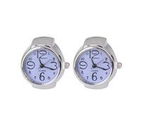 MALUGOGO 2pcs Creative Metal Ring Watches with Mini Time Display and Big Numbers, Stylish Quartz Finger Watch Accessories for Women and Casual Wear