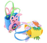 MALUGOGO 2pcs Easter Hand Basket DIY Creative Felt Bags Rabbit Candy Bags Empty Craft for Boys and Girls Party Supplies