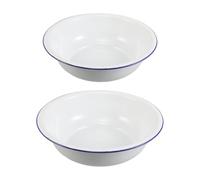 MALUGOGO 2pcs Enamel Foot Soaking Basin Retro Vintage Classic Style Metal Wash Basins Smooth Surface Easy Maintenance White 32cm 34cm for Kitchen Soaking and Home Decor