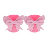 MALUGOGO 2pcs Floral Bouquet Buckets with Pink Decorative Bow, round Plastic and Bubble Material Flower Boxes for Arrangements, Easy to Carry and Versatile Use for Celebrations and Living