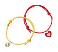 MALUGOGO 2pcs Handmade Adjustable Cat and Dog Collar with Rope Material and Heart Pendant, Lightweight Pet Necklace for Small Dogs and Cats, Stylish Pet Accessory Symbolizing Good Fortune