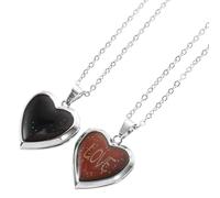 MALUGOGO 2pcs Heart Pendant Mood Necklace Color Changing Temperature Sensing Jewelry for Women Elegant Stainless Steel Alloy Chains for Dinner or Birthday Parties Color