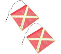 MALUGOGO 2pcs High Visibility Safety Flags for Trucks and Construction Vehicles, Weather-resistant Red Pvc Mesh Warning Flags 46x46cm for Outdoor Use