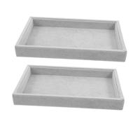MALUGOGO 2pcs Jewelry Holder Tray Empty Jewelry Showcase Tray Storage Plate Glasses Display Organizer for Showcase Display Dish Trinket Grey