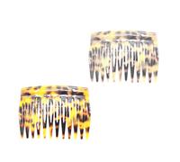 MALUGOGO 2pcs Leopard Prints Hair Side Combs Acetate Hair Combs 3.14x2.36x0.39inch Not Easy to Break Not Easy to Fade Women Retro French Style Daily Life Party