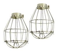 MALUGOGO 2Pcs Metal Bulb Guard Lamp Shade Wire Cover Vintage Industrial Hanging Iron Lampshade Protector for DIY Light Fixture Safety