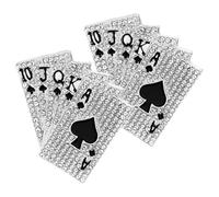 MALUGOGO 2pcs Playing Card Brooch Pin Poker Rhinestones Brooch Unique Alloy Lapel Pins Fix Shawl Not Easy to Slide for Women and Men Clothes Suit Collar Decoration