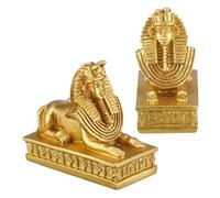 MALUGOGO 2pcs Resin Craft Egyptian Figurines Vintage Golden Desktop Decoration for Home Office Unique Mythology Statues Gift Ornaments