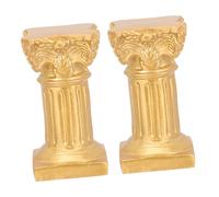 MALUGOGO 2Pcs Roman Column Candle Holders Gold Decorative Pillar Statues Multi-purpose Home Table Decor for Fairycore and Romantic Party Ambiance