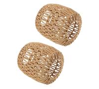 MALUGOGO 2pcs Rustic Farmhouse Rattan Woven Lampshade Ceiling Lamp Cover Set, Environmentally Friendly and Fade Resistant Rope and Iron Pendant Light Shades for Cafe and Bar Decor