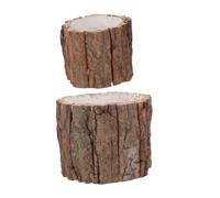 MALUGOGO 2pcs Rustic Tree Bark Flower Containers with Lightweight Indoor Outdoor Planter Pots for Home Decor Garden Balcony Multipurpose Stump Style Plant Holders