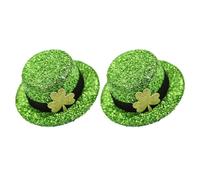 MALUGOGO 2pcs Saint Patrick's Hat Decor Top Hat Hair Clip Decorative Hairpin with Classic Green Pet Fabric Material Fashion Chic Style for St Patrick's Day Party Accessories