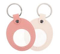 MALUGOGO 2pcs Sobriety Coin Keychain Case with Dual Windows and Pu Leather Border, Flat Profile Holder for Commemorative Tokens and Chips, Prevents Edge Wear and Coins Popping,