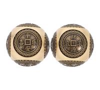 MALUGOGO 2pcs Solid Brass Hand Exercise Balls Baoding Balls with Elegant Design and Unique Charm, Golden Colour for Gym and Home Use, Finger Dexterity and Physical Exercise