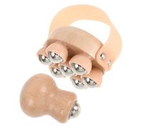 MALUGOGO 2pcs Wooden Handheld Lymphatic Massage Roller with Multi-Ball Design for Muscle Relief and Relaxation for Neck Back Arms and Legs