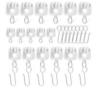 MALUGOGO 30 Pcs White Curtain Track Gliders and Hooks with Rollers, Plastic and Iron Material, Scratch-Resistant and Reusable Accessories for Curtains in Bedrooms and Dining Rooms