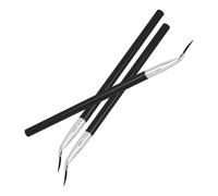 MALUGOGO 3pcs Angled Eyeliner Brush Set with Long Handle Plastic Design, Easy to Draw Lip Lines and Versatile Use for Eyeliner and Lip Liner, for Travel on The Go Makeup