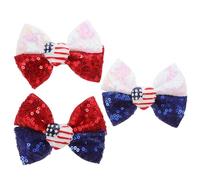 MALUGOGO 3pcs Glitter Sequin Bow Hair Clips for Little Zinc Alloy Alligator Clips, Not Easy to Break or Fade, Hair Accessories for Party and Prom