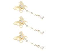 MALUGOGO 3pcs Golden Metal Nail Charms Chains for Nail Art Accessories for DIY Manicure and Personal Use by Ladies